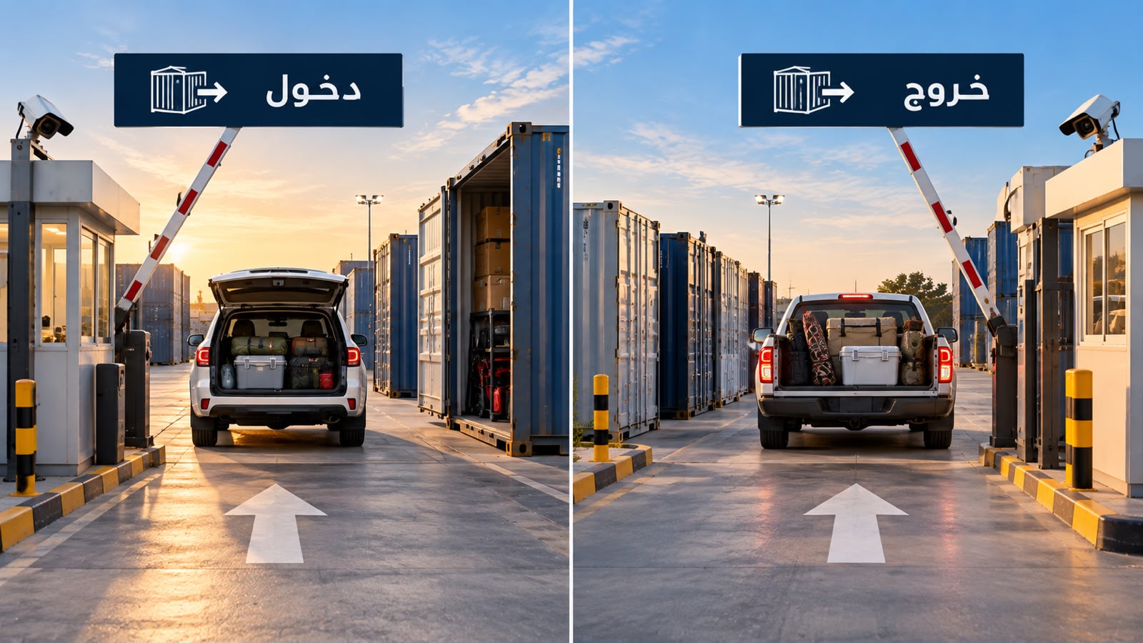 دخول وخروج المركبات من موقع التخزين
